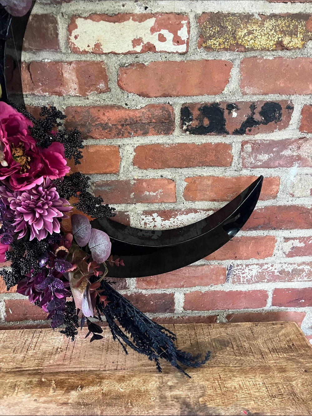 Noir night Crescent Moon Floral Wall Accent in Purple by - Picture 4 of 16